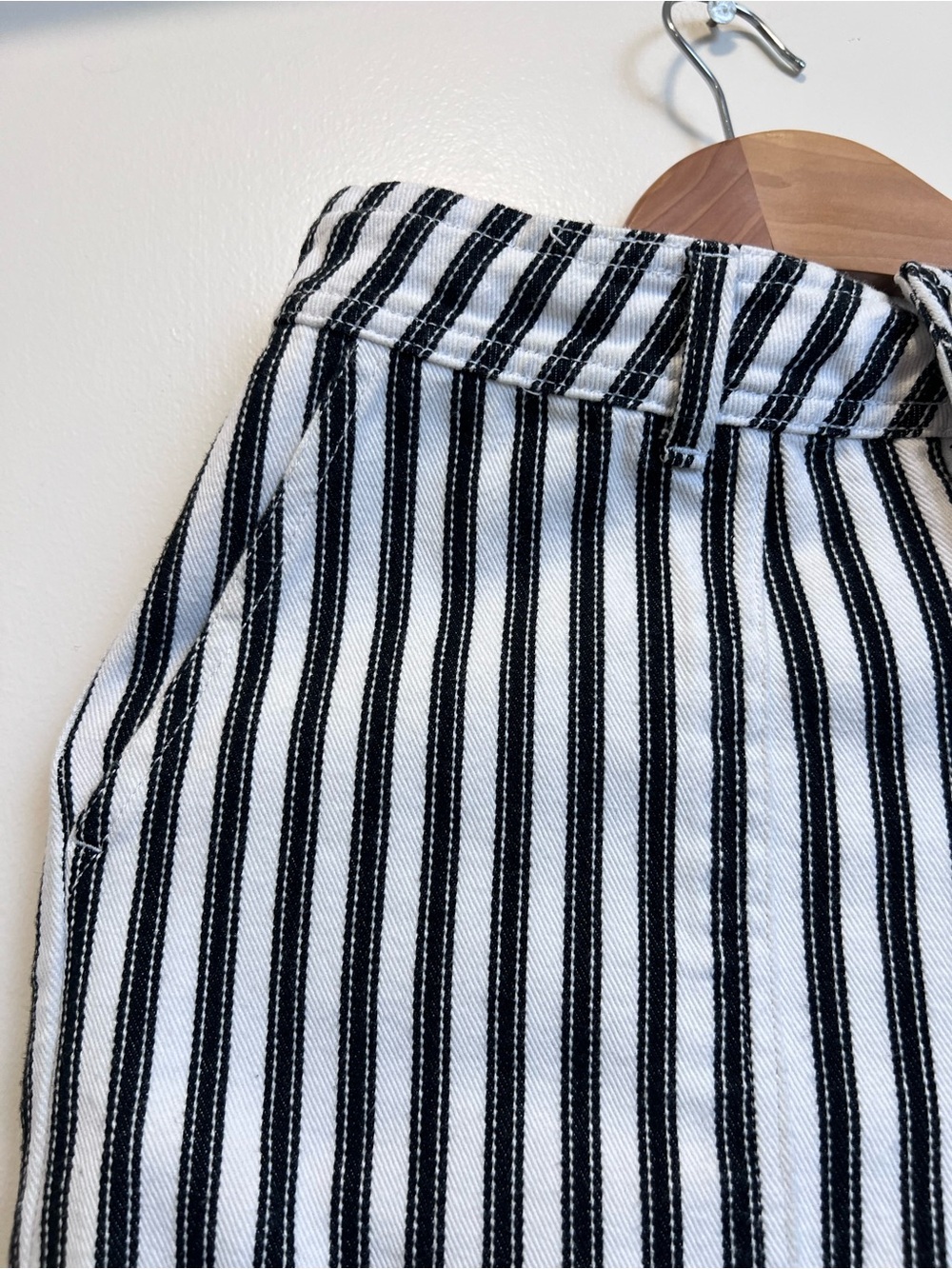 Who What Wear Railroad Stripe Cropped Wide Leg Utility Pants 100% Cotton Size 2 - Picture 3 of 9